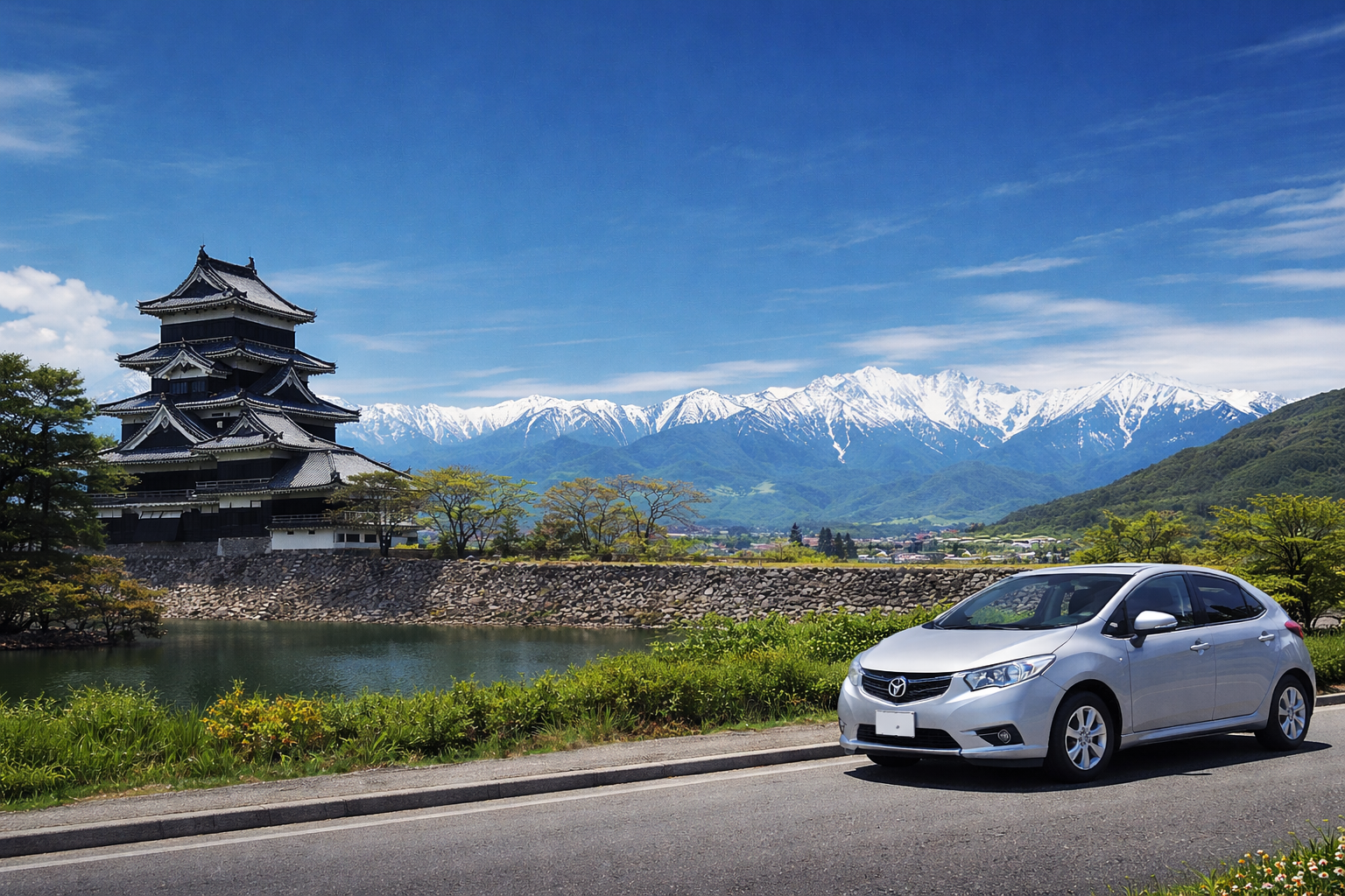Matsumoto Castle and the Japanese Alps