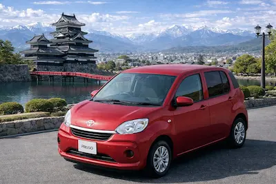 松本レンタカー コンパクトカー — 5名乗り4WD、シルバーのコンパクトカー。上高地や美ヶ原への家族ドライブに